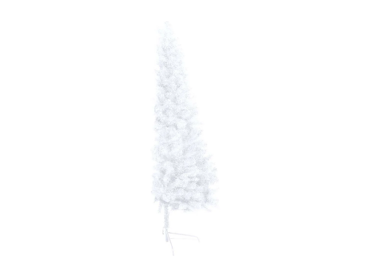 Demi-arbre de Noël artificiel pré-éclairé et boules blanc 150cm