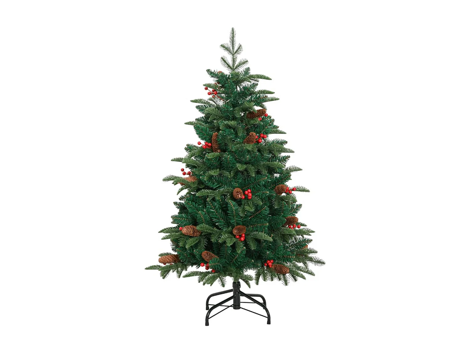 Árvore de Natal artificial articulada com pinhas e bagas 150 cm