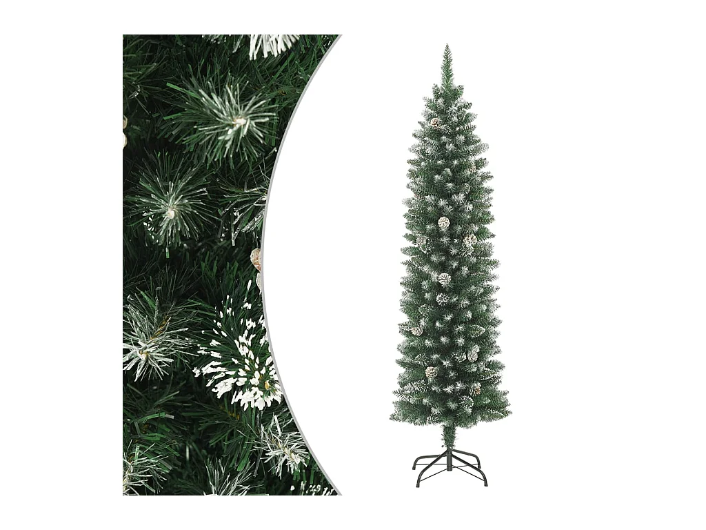 Árbol de Navidad artificial estrecho con soporte PVC 180 cm