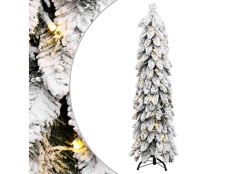 Sapin de Noël artificiel pré-éclairé avec 80 LED/neige floquée