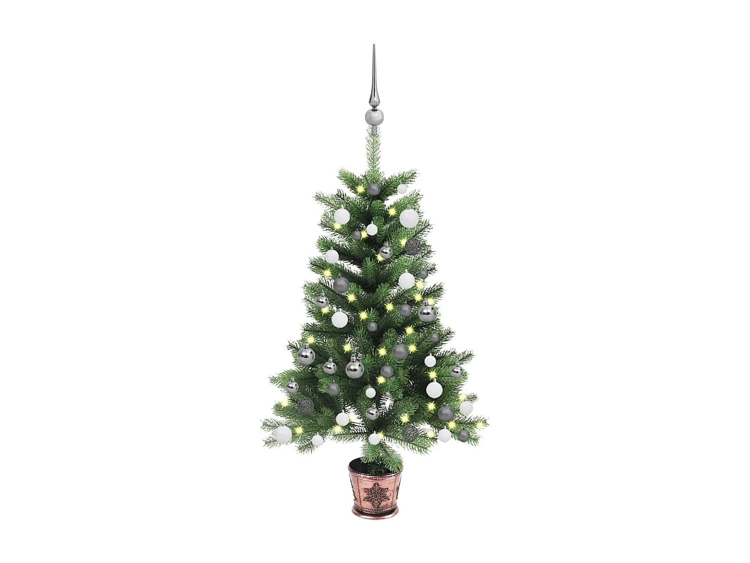 Árbol de Navidad artificial con luces y bolas verde 65 cm