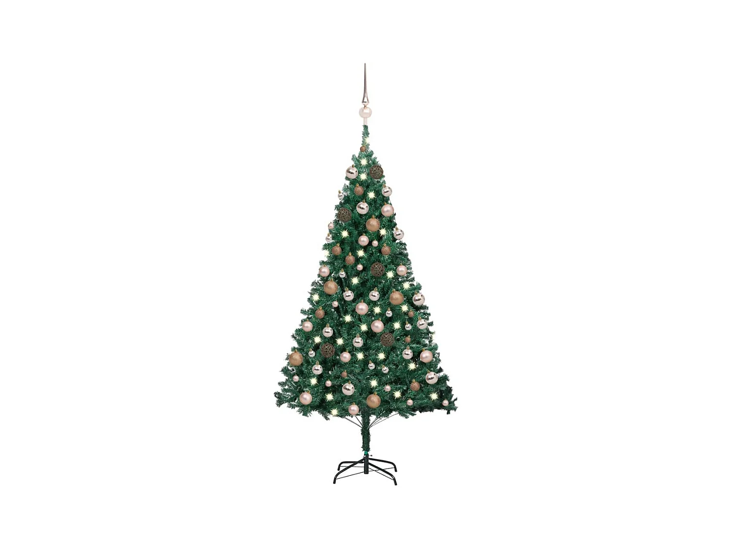 Arbre de Noël artificiel avec LED et boules Vert 120 cm PVC