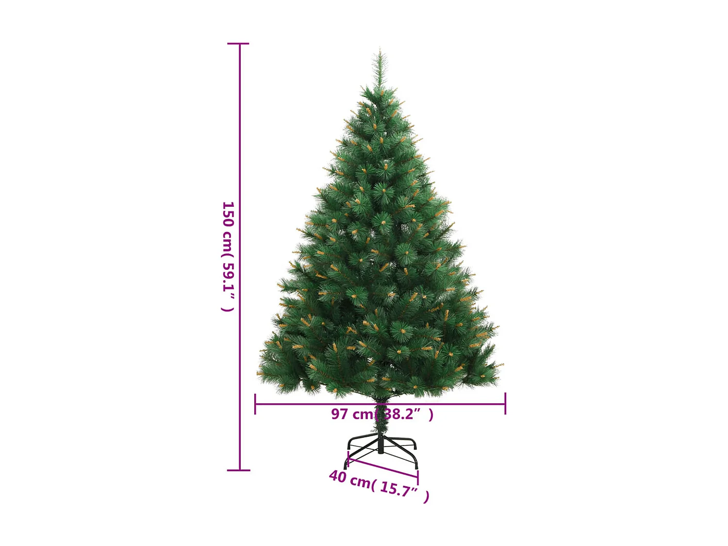 Sapin de Noël artificiel à charnières avec support 150 cm