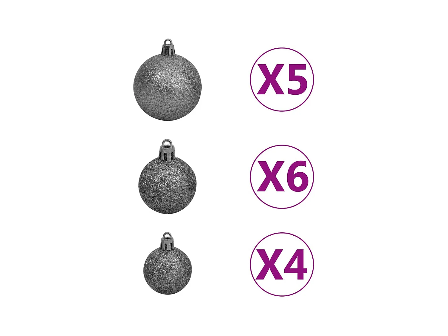 Árvore de Natal artificial c/ luzes LED e bolas 180cm 620 ramos
