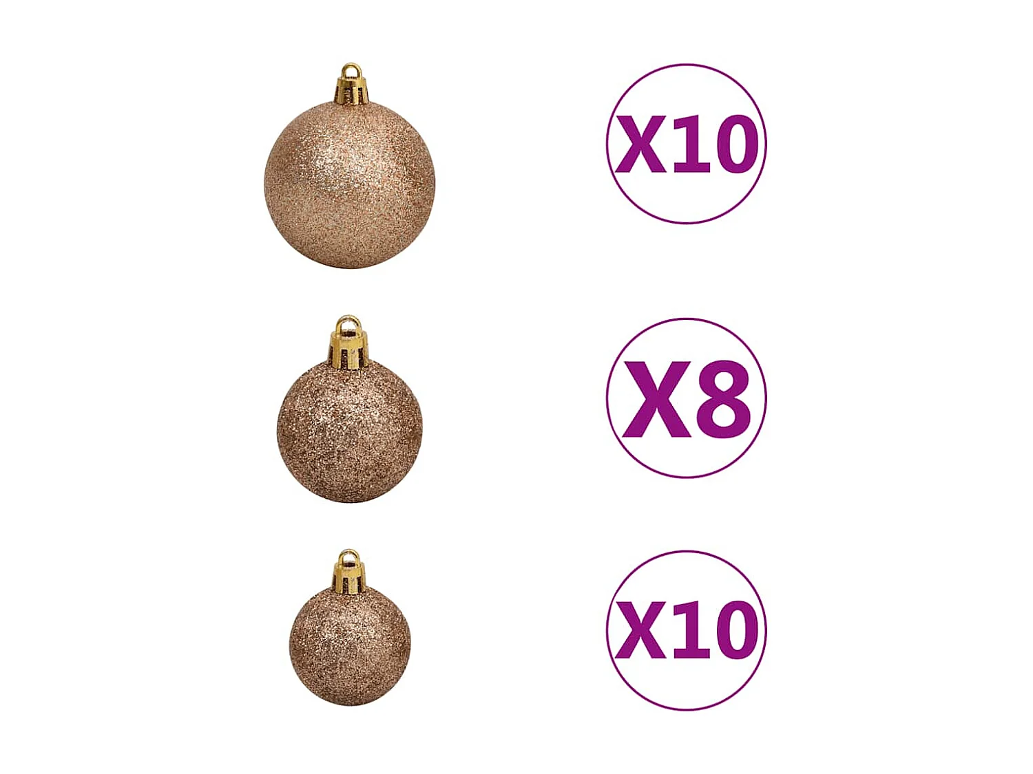Arbre de Noël artificiel pré-éclairé/boules 210 cm 910 branches