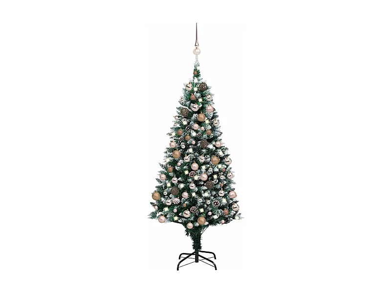 Arbre de Noël artificiel pré-éclairé/boules pommes de pin 180cm