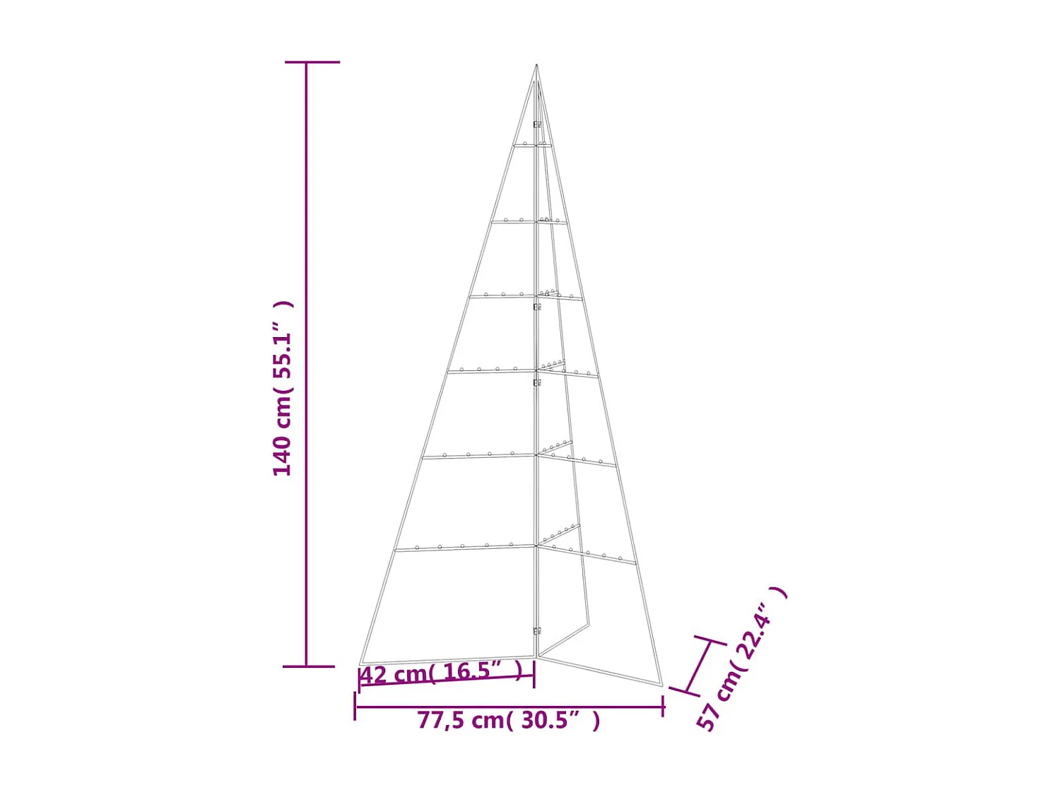 Árbol de Navidad para decoración metal negro 140 cm
