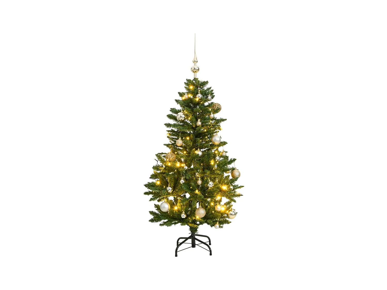 Kunstkerstboom met scharnieren 150 LED's en kerstballen 150 cm