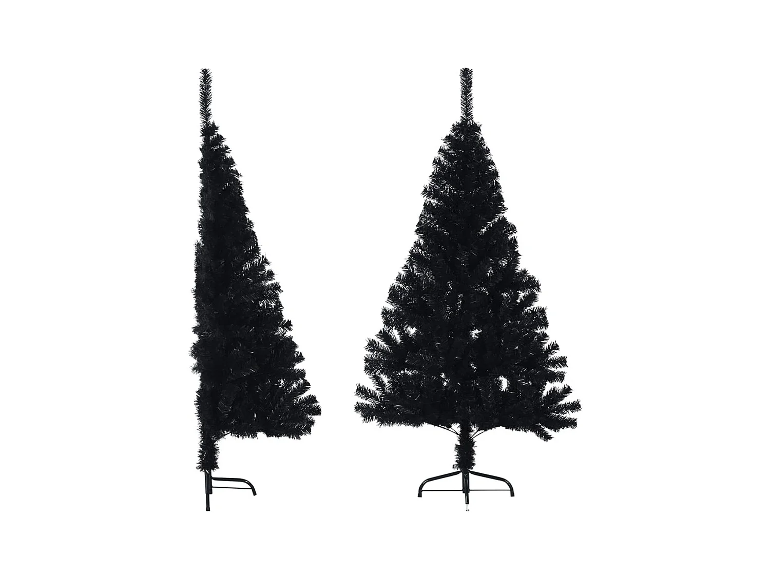 Demi sapin de Noël artificiel avec support Noir 150 cm PVC