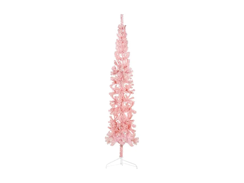 Medio árbol de Navidad artificial con soporte rosa 240 cm