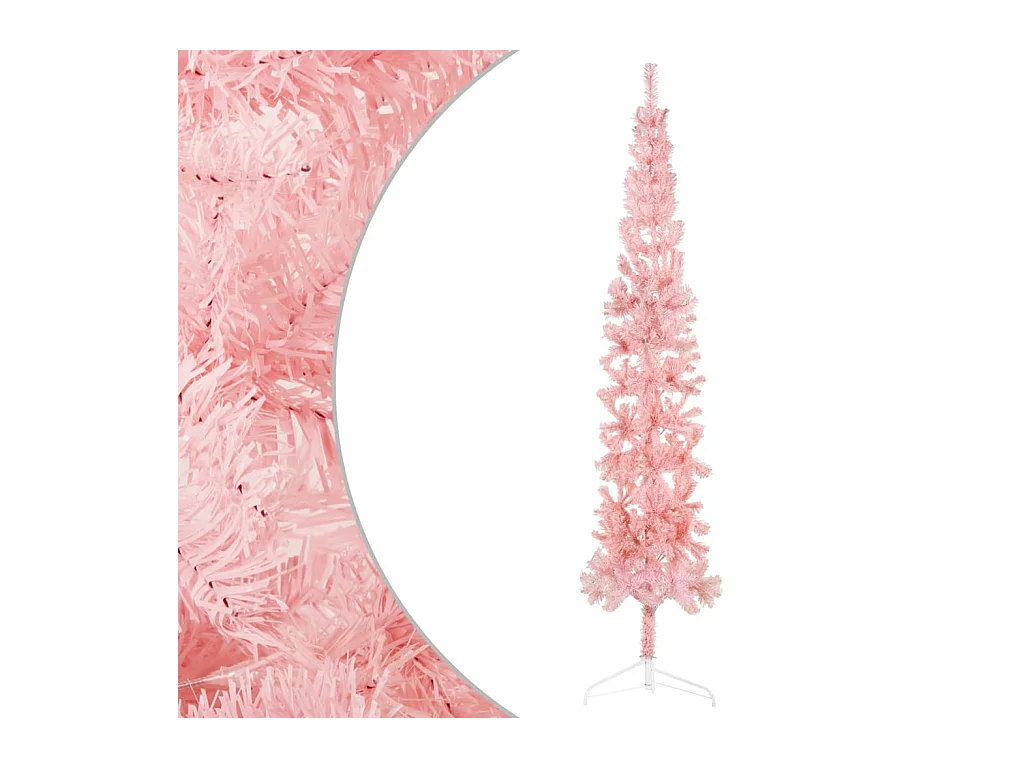 Medio árbol de Navidad artificial con soporte rosa 240 cm