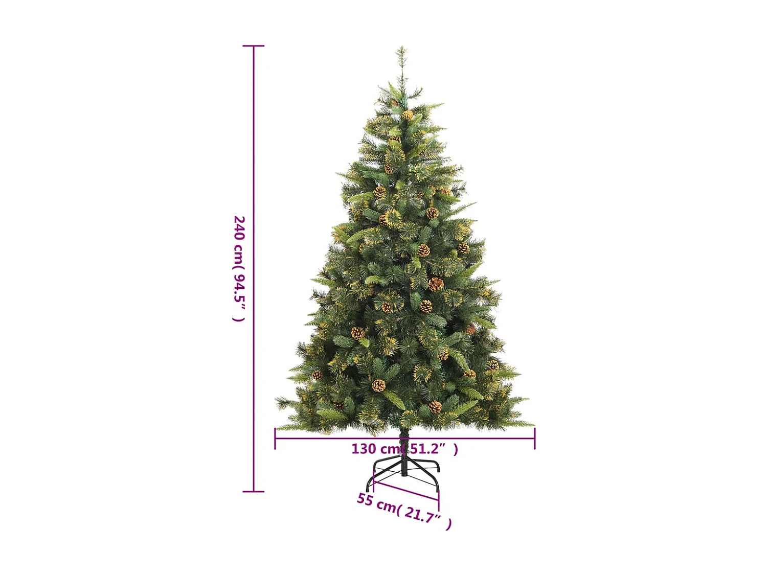 Árbol de Navidad artificial con piñas 240 cm