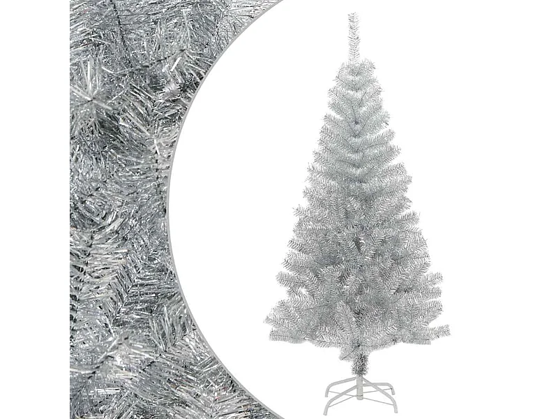 Sapin de Noël artificiel avec support argenté 150 cm PET