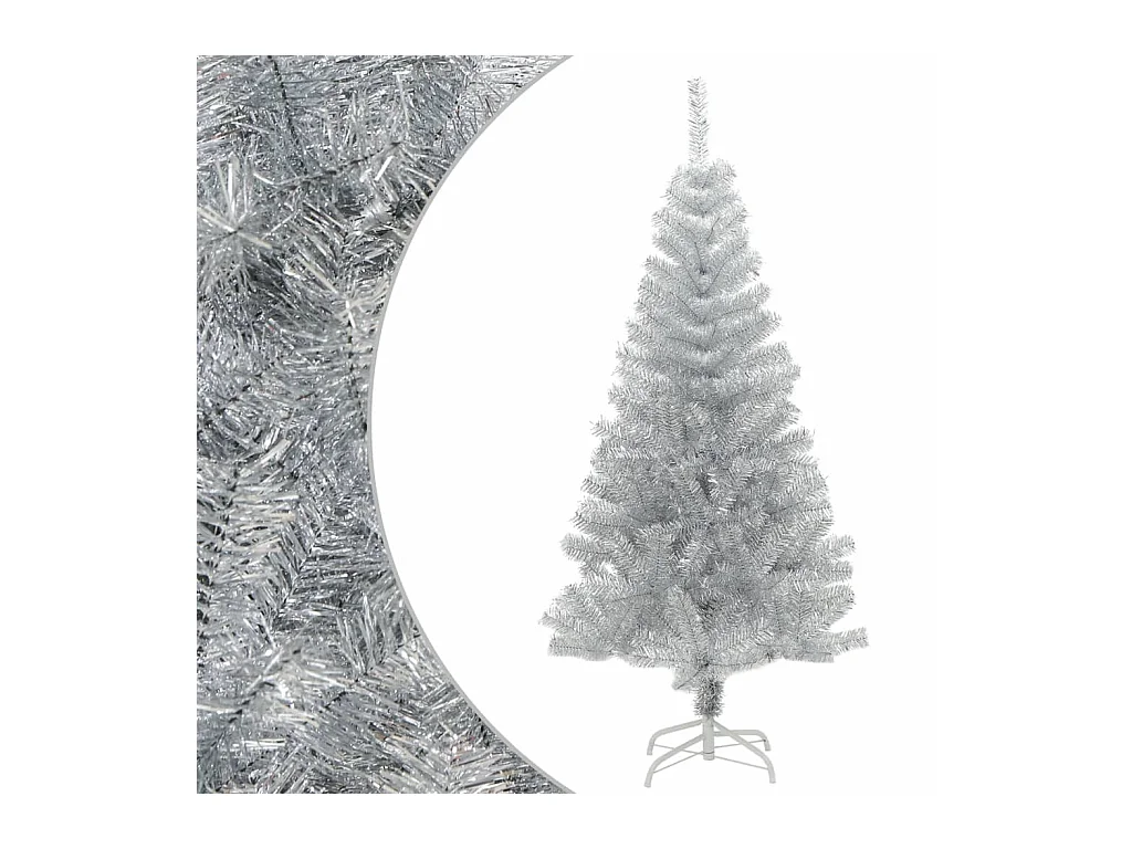 Sapin de Noël artificiel avec support argenté 150 cm PET