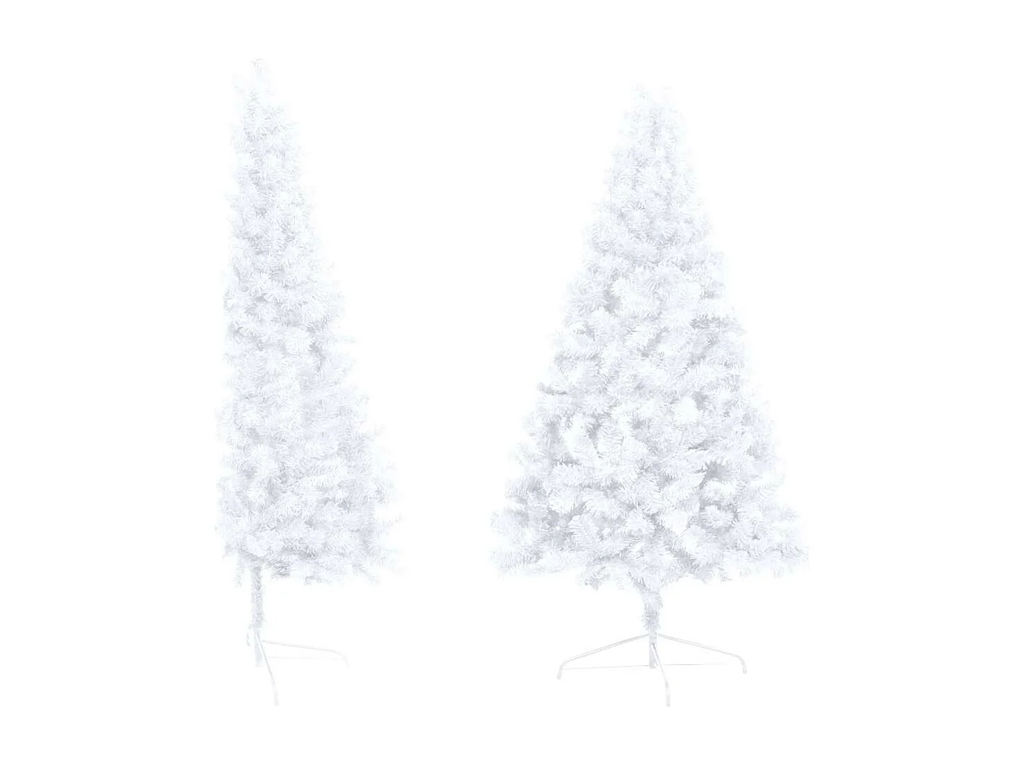 Demi-arbre de Noël artificiel pré-éclairé et boules blanc 180cm
