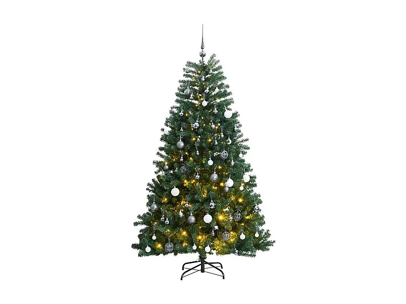 Árbol de Navidad artificial con bisagras 300 LED y bolas 210 cm