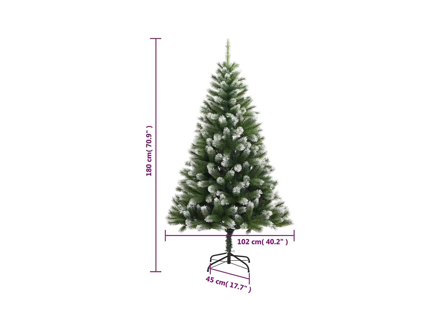 Árvore de Natal artificial articulada com flocos de neve 180 cm