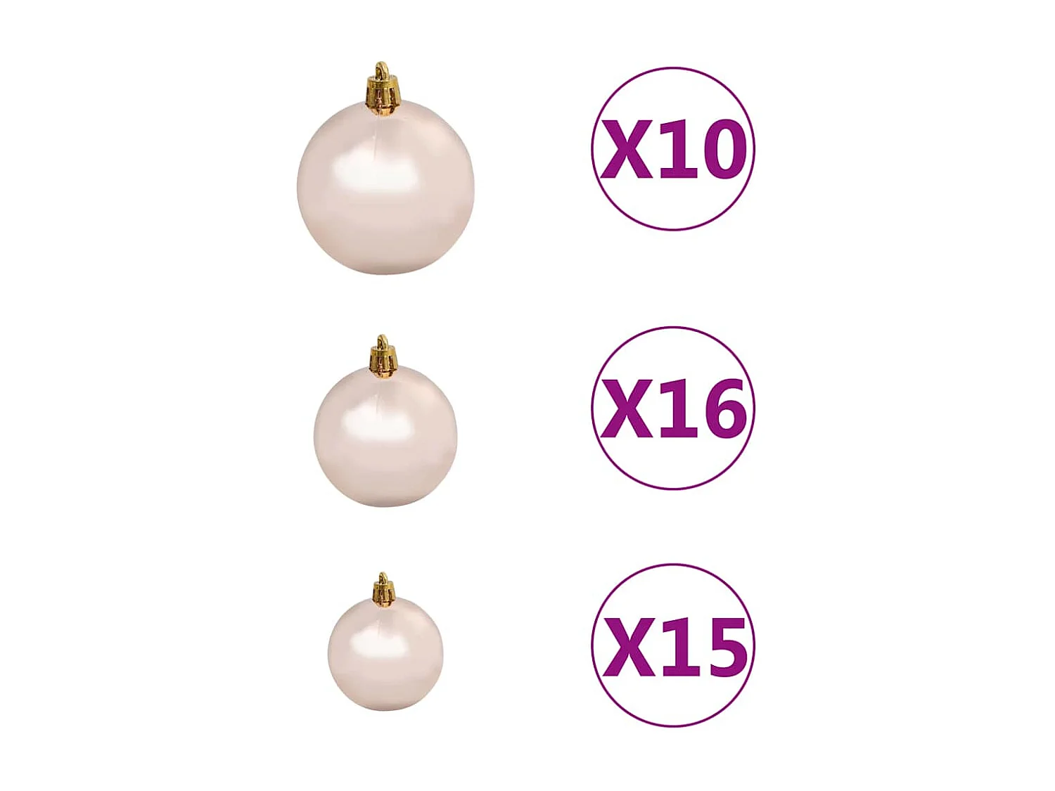 Arbre de Noël artificiel pré-éclairé et boules doré 240 cm PET