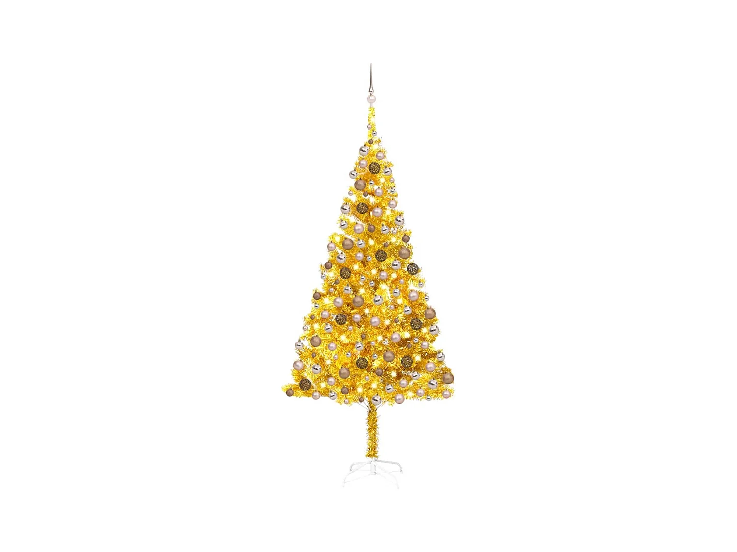 Árbol de Navidad artificial con LEDs y bolas PET dorado 240 cm