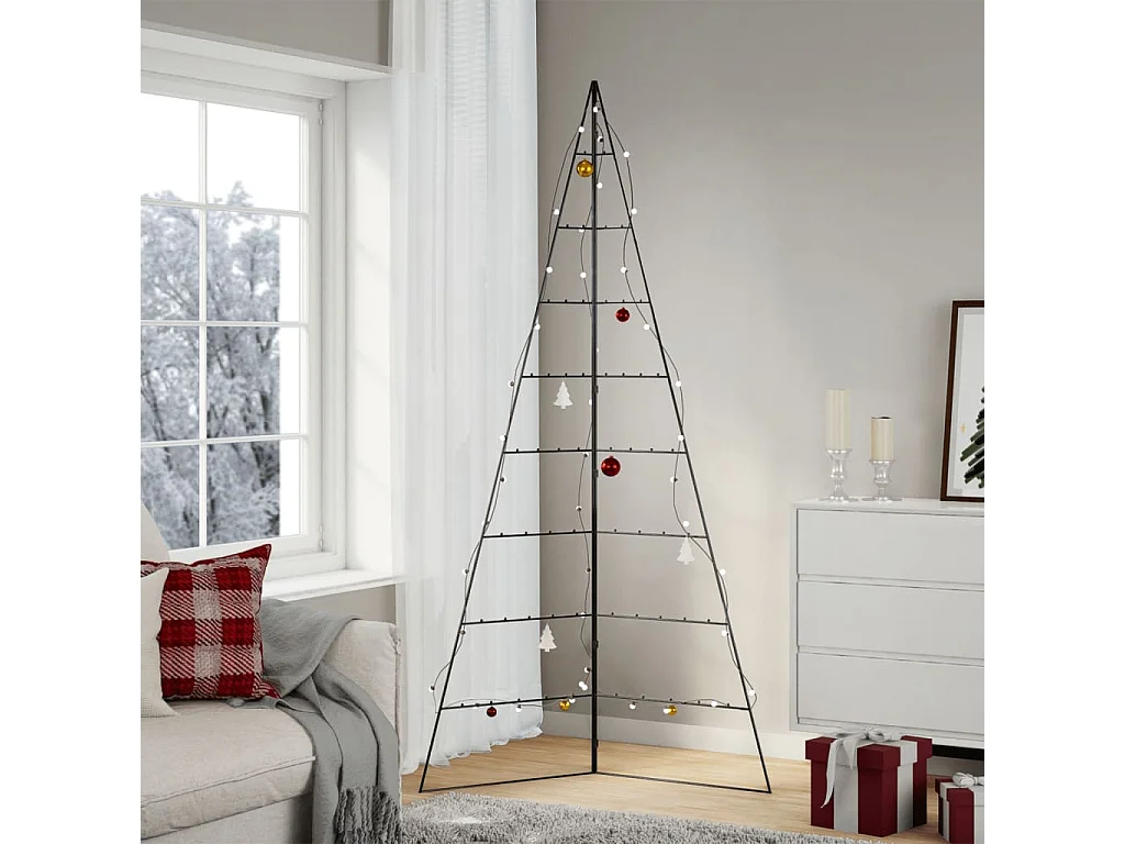 Kerstdecoratie kerstboom 210 cm metaal zwart