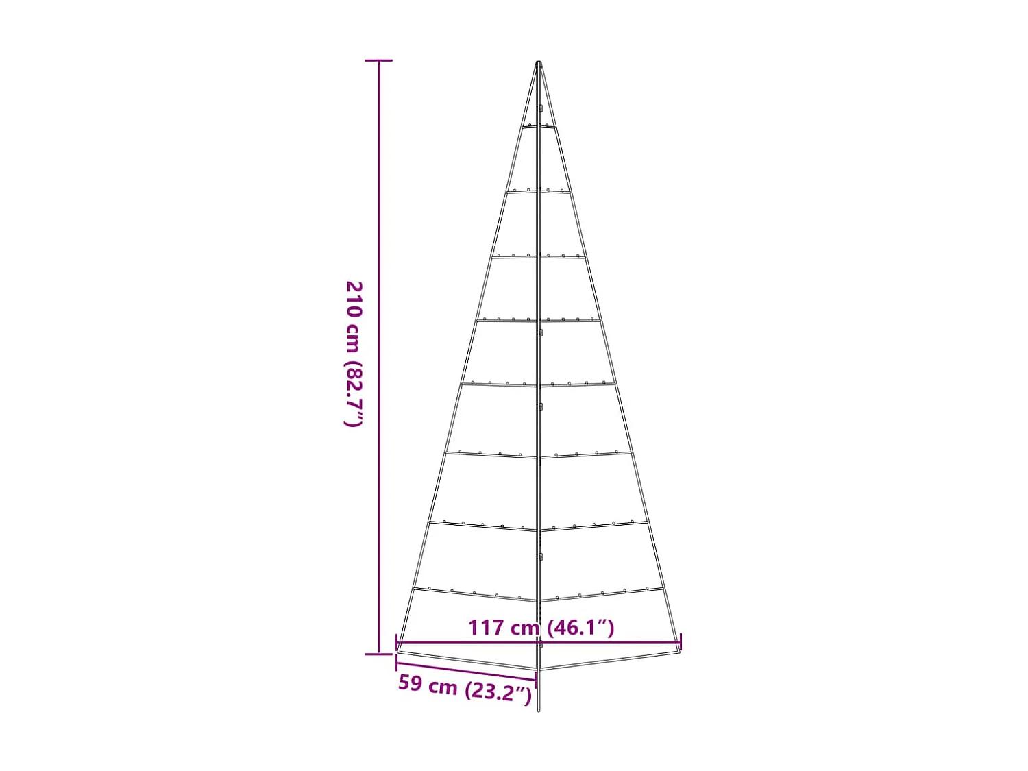 Arbre de Noël en métal pour décoration noir 210 cm