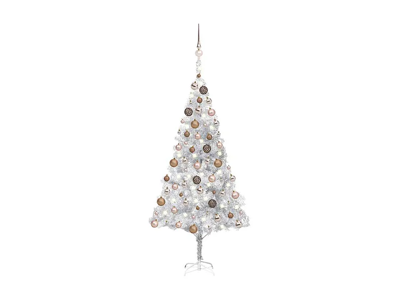 Árvore Natal artificial pré-iluminada c/bola 180cm PET prateado