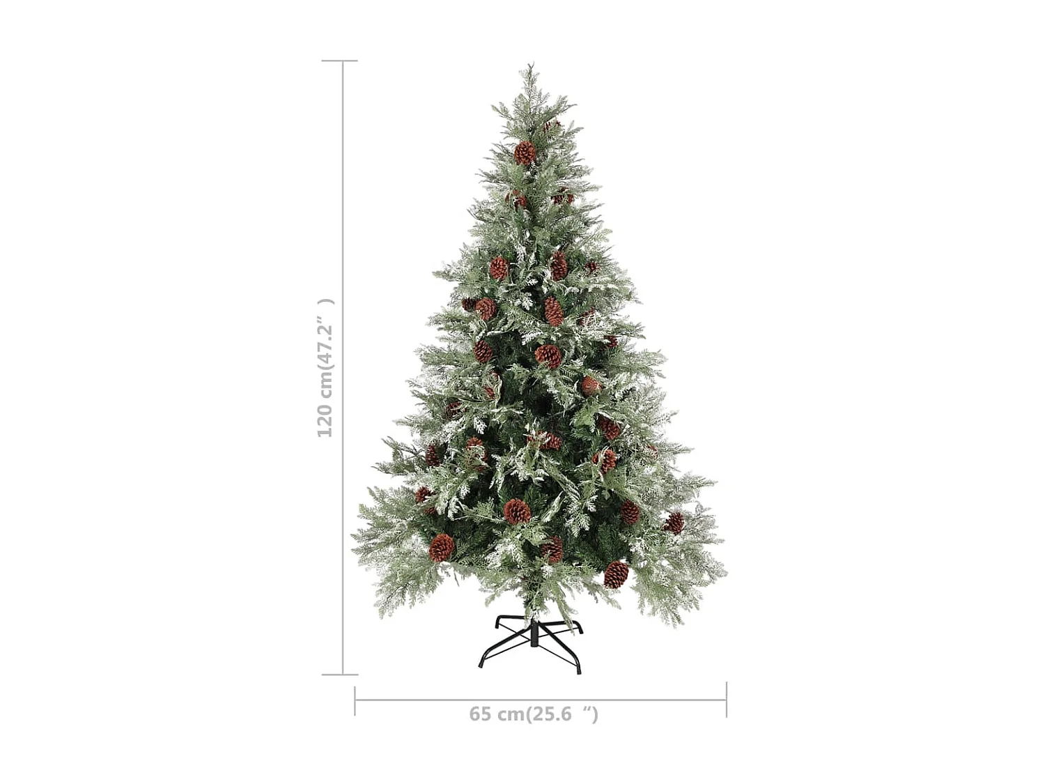 Kerstboom met dennenappels 120 cm PVC en PE groen en wit