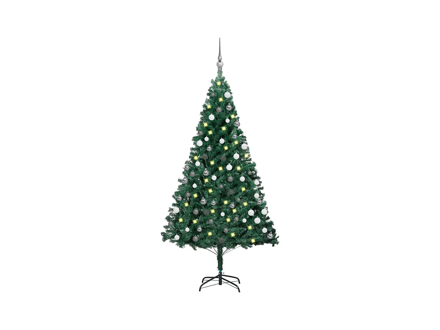 Arbre de Noël artificiel avec LED et boules Vert 150 cm PVC