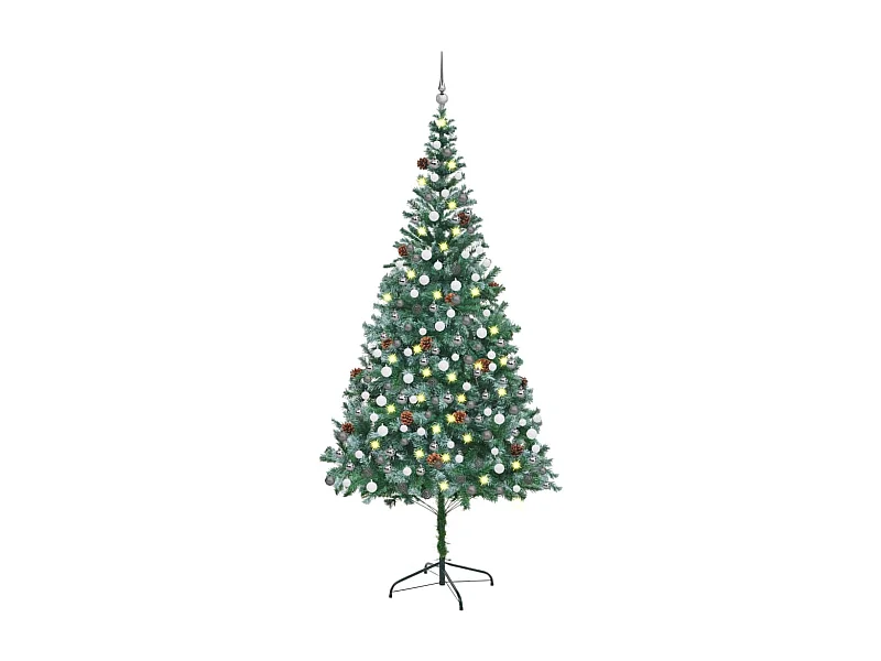 Arbre de Noël artificiel LED et boules et pommes de pin 210 cm