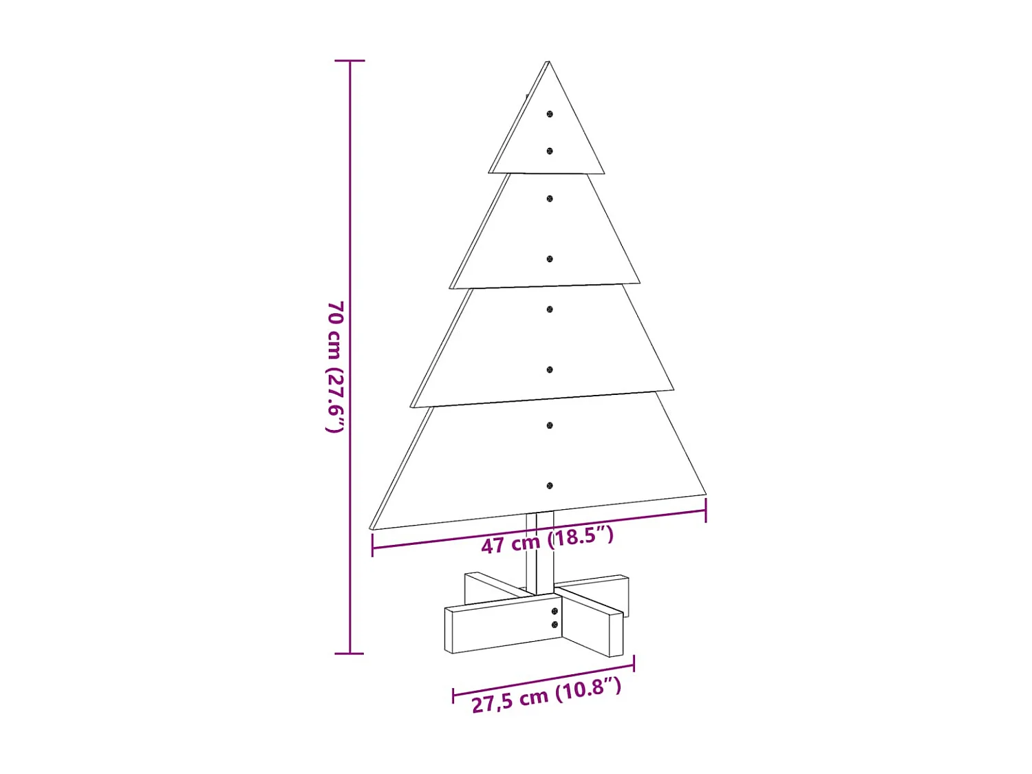 Arbre de Noël en bois pour décoration 70 cm bois massif