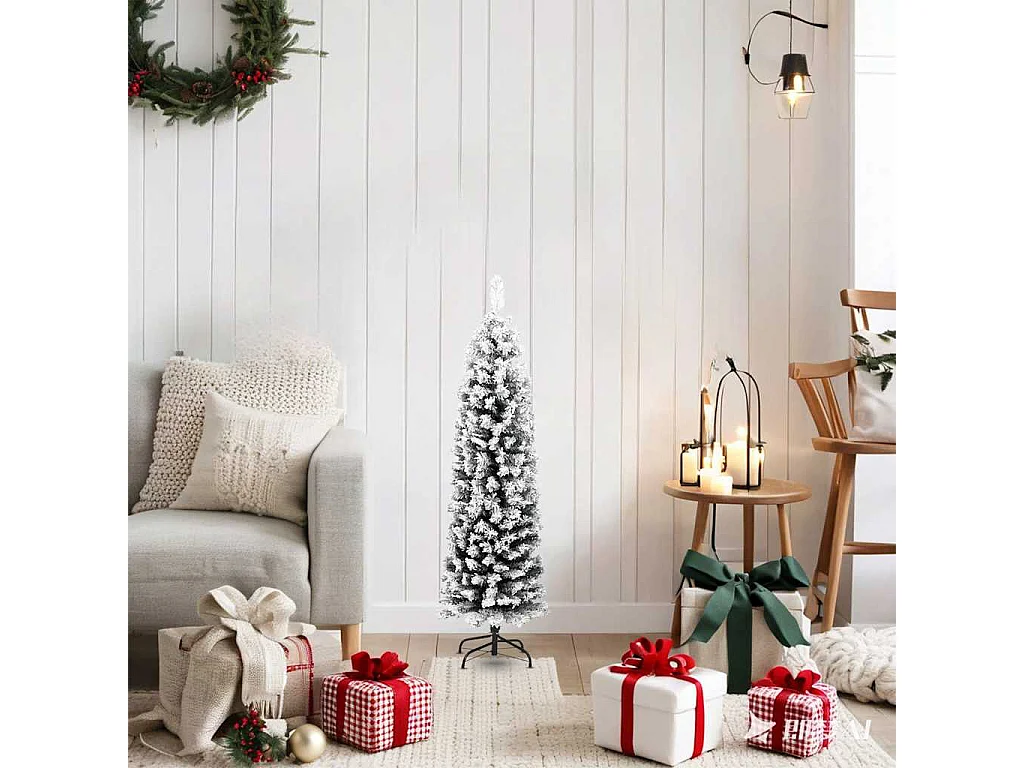 Kunstkerstboom met sneeuw smal 120 cm PVC groen