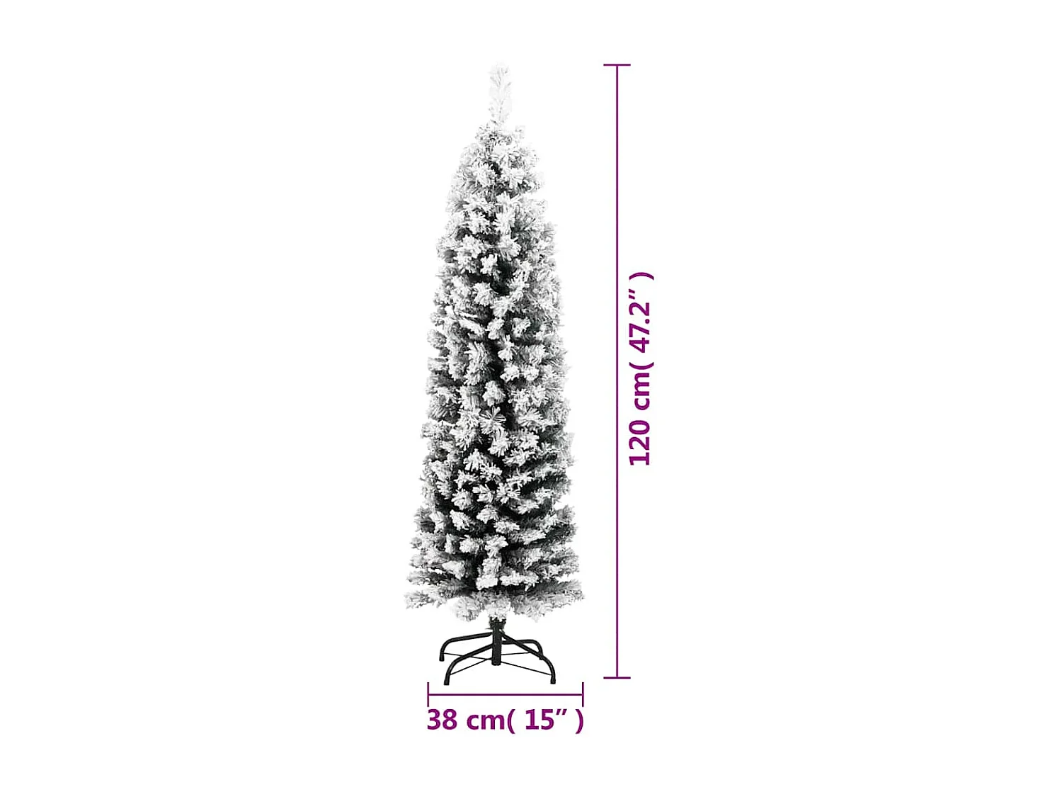 Kunstkerstboom met sneeuw smal 120 cm PVC groen