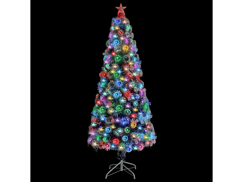 Arbre de Noël artificiel pré-éclairé blanc/bleu fibre optique