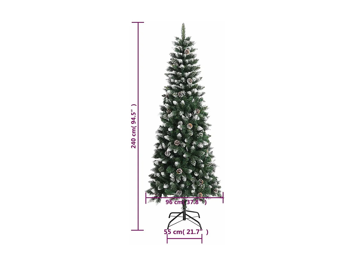 Kunstkerstboom met standaard 240 cm PVC groen