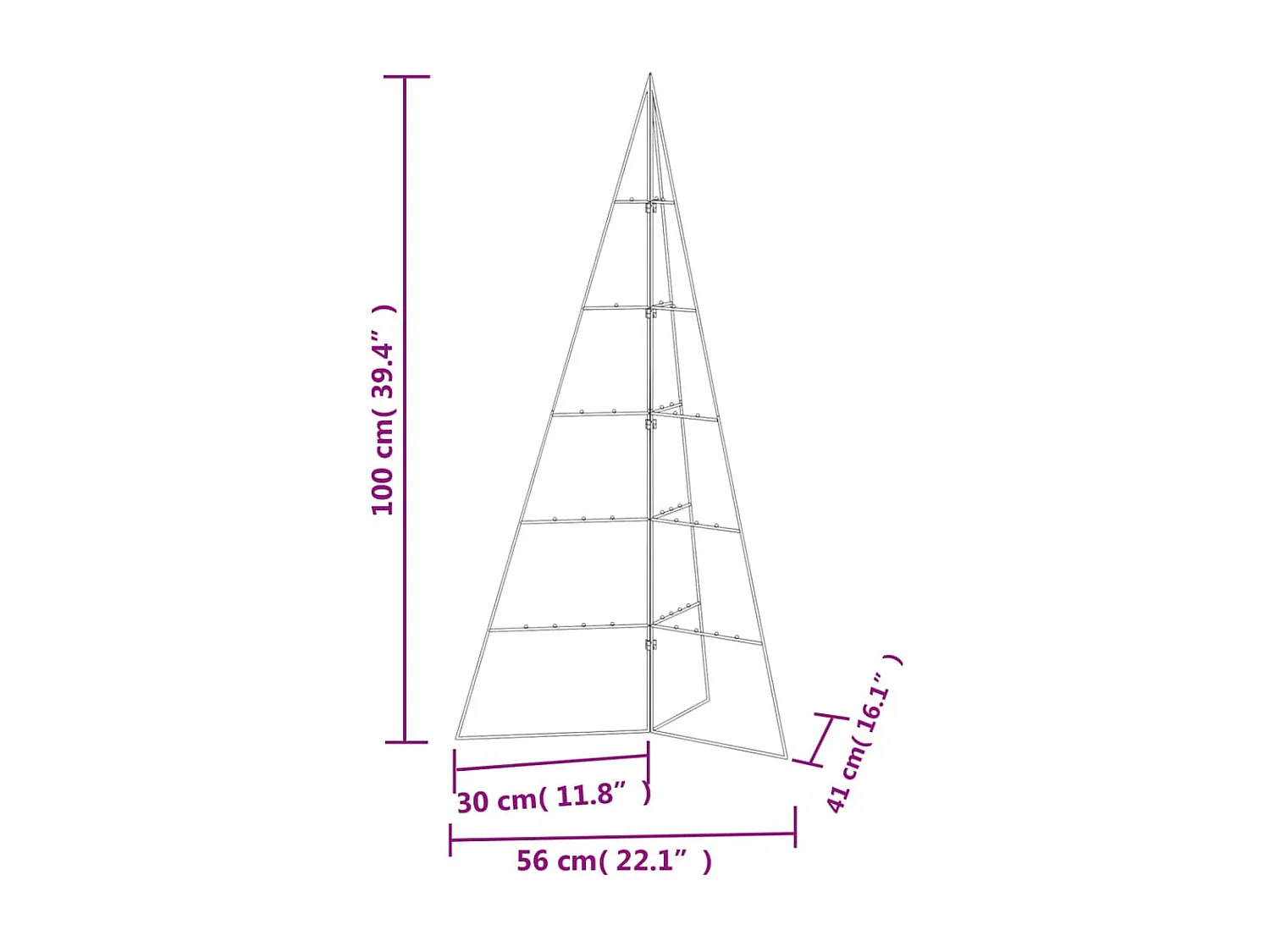 Árbol de Navidad para decoración metal negro 100 cm