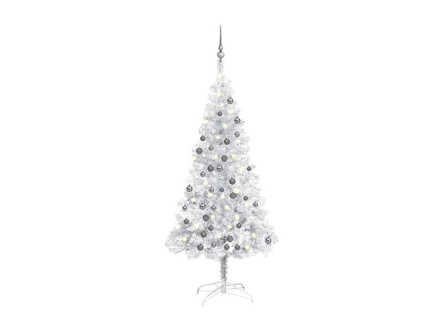 Arbre de Noël artificiel pré-éclairé/boules argenté 120 cm PET