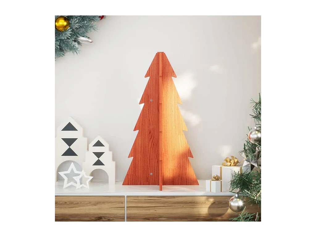 Arbre de Noël en bois pour décoration 69,5cm bois de pin massif