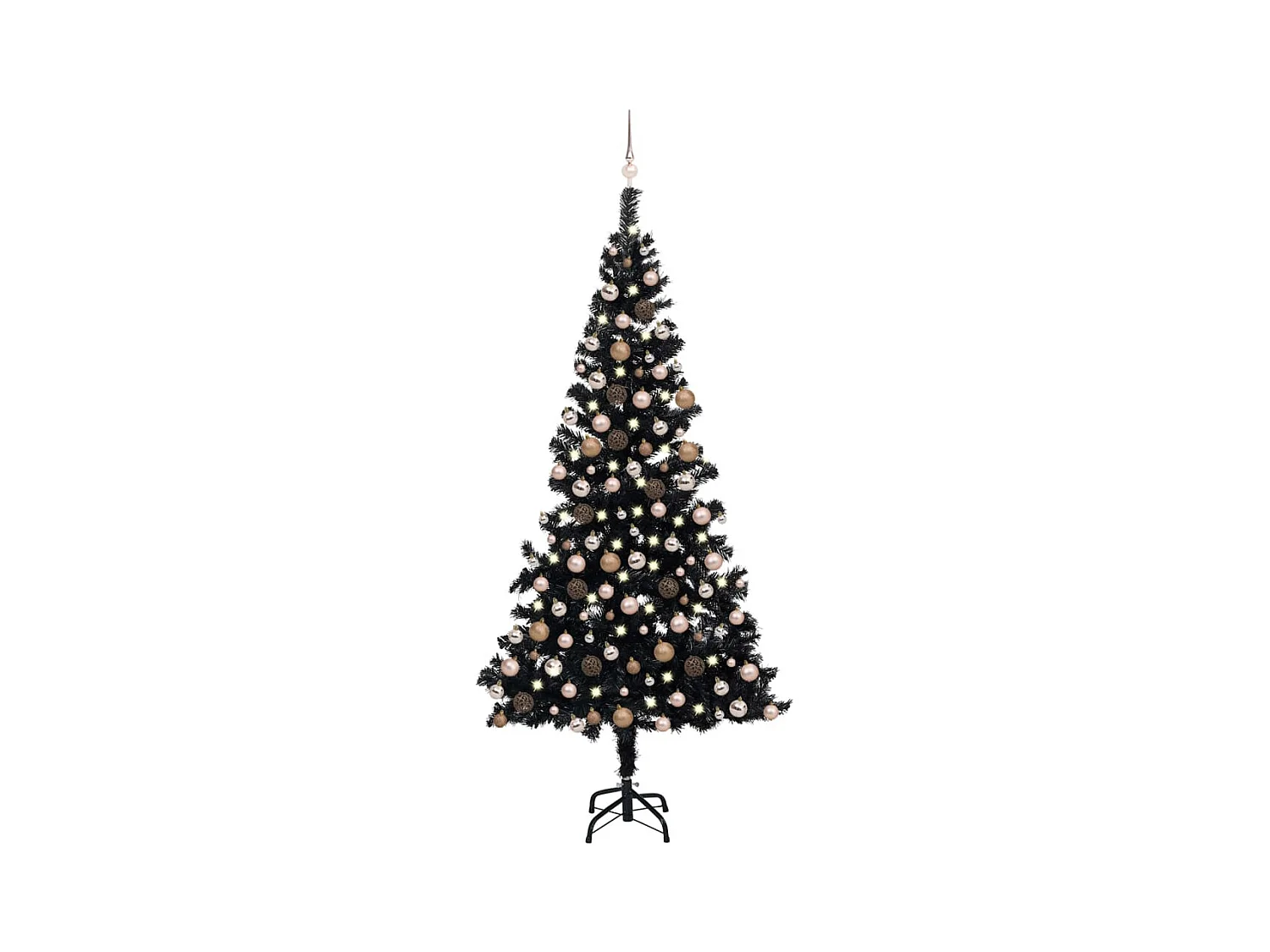 Arbre de Noël artificiel avec LED et boules Noir 210 cm PVC
