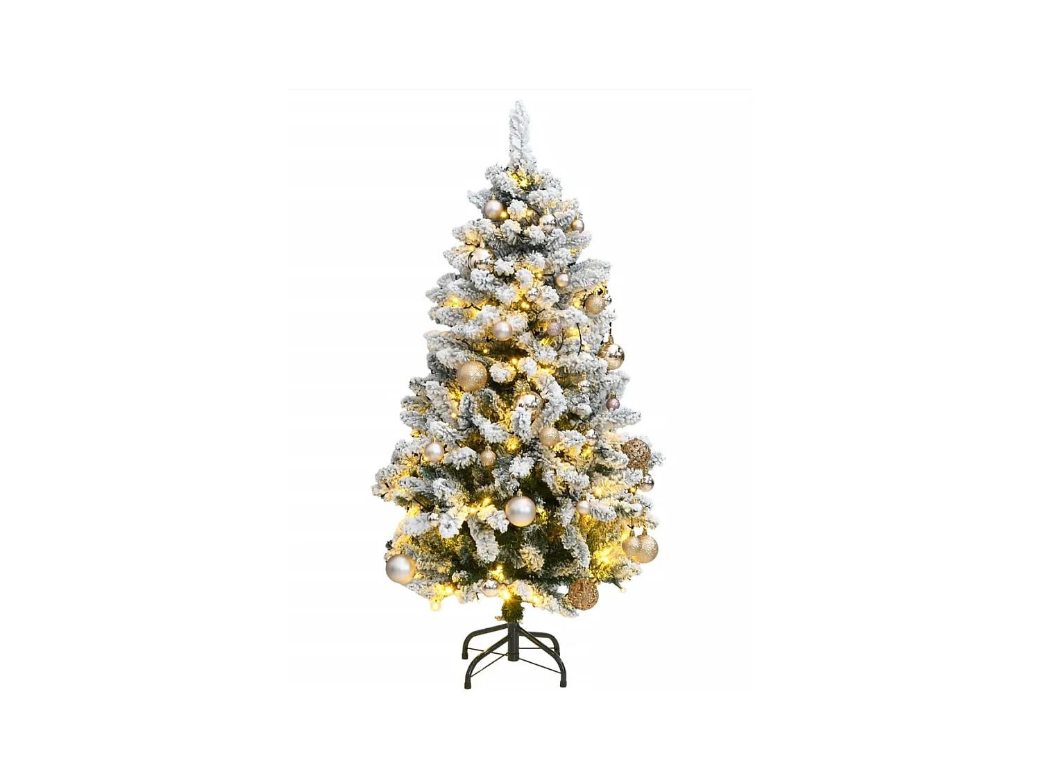 Árbol Navidad artificial con bisagras 150 LED y bolas 120 cm