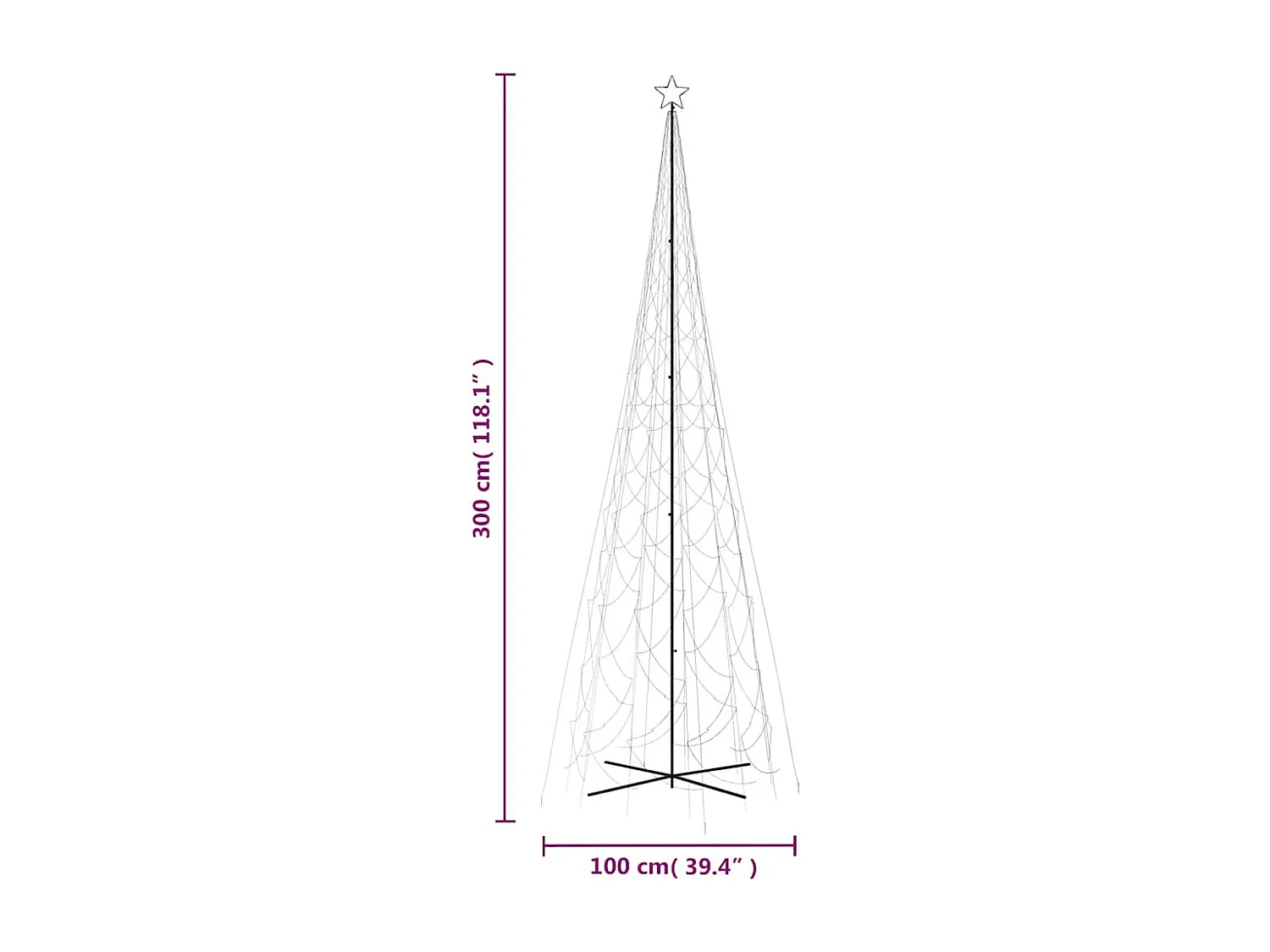 Árbol de Navidad cónico 3000 LED azul 230x800 cm