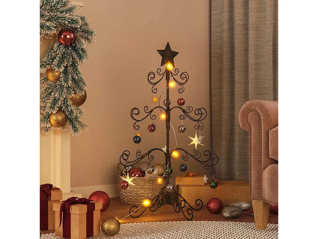 Arbre de Noël en métal pour décoration noir 90 cm