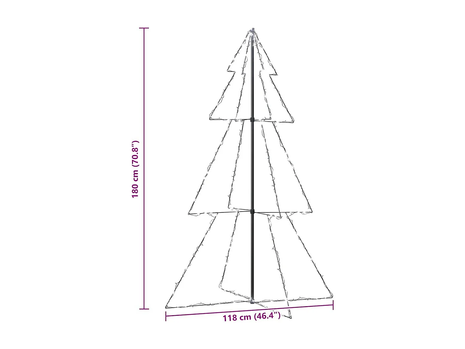 Kegelkerstboom 240 LED's binnen en buiten 118x150 cm