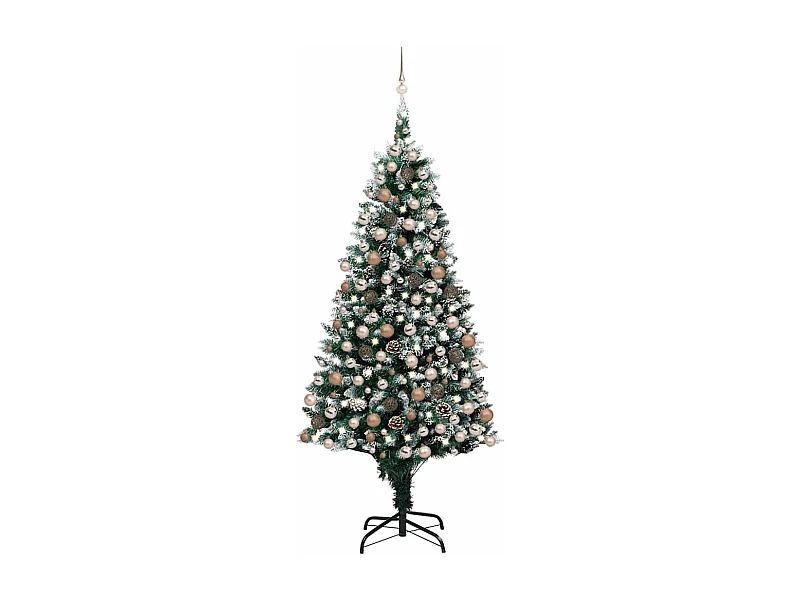 Arbre de Noël artificiel pré-éclairé/boules pommes de pin 240cm