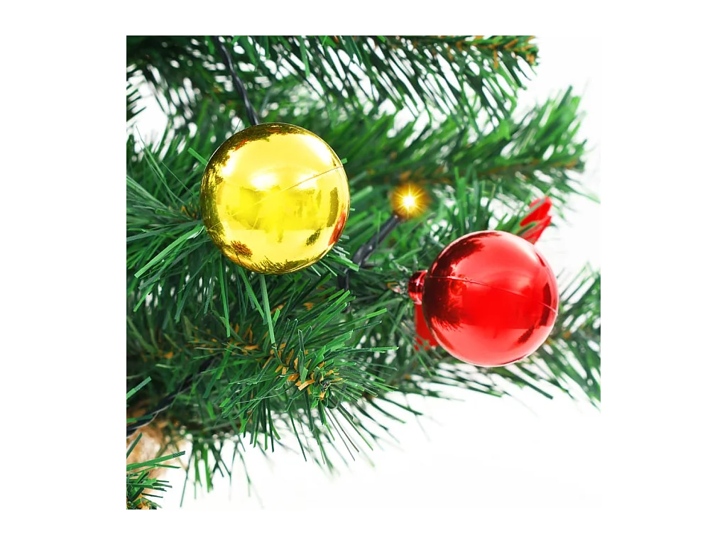 Árbol de Navidad artificial con bolas y luces LED verde 64 cm