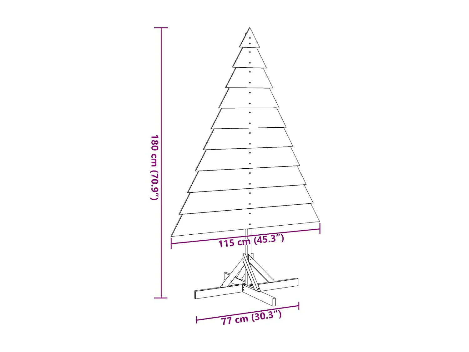 Arbre de Noël en bois pour décoration 180 cm bois massif