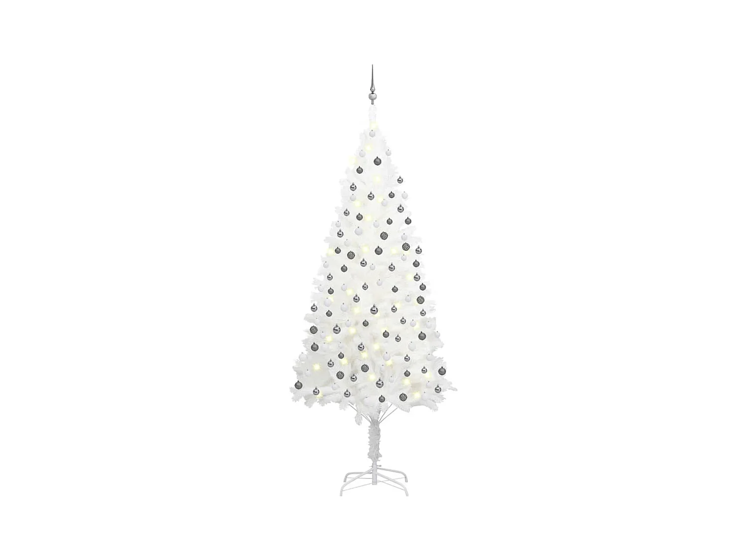 Arbre de Noël artificiel avec LED et boules Blanc 240 cm