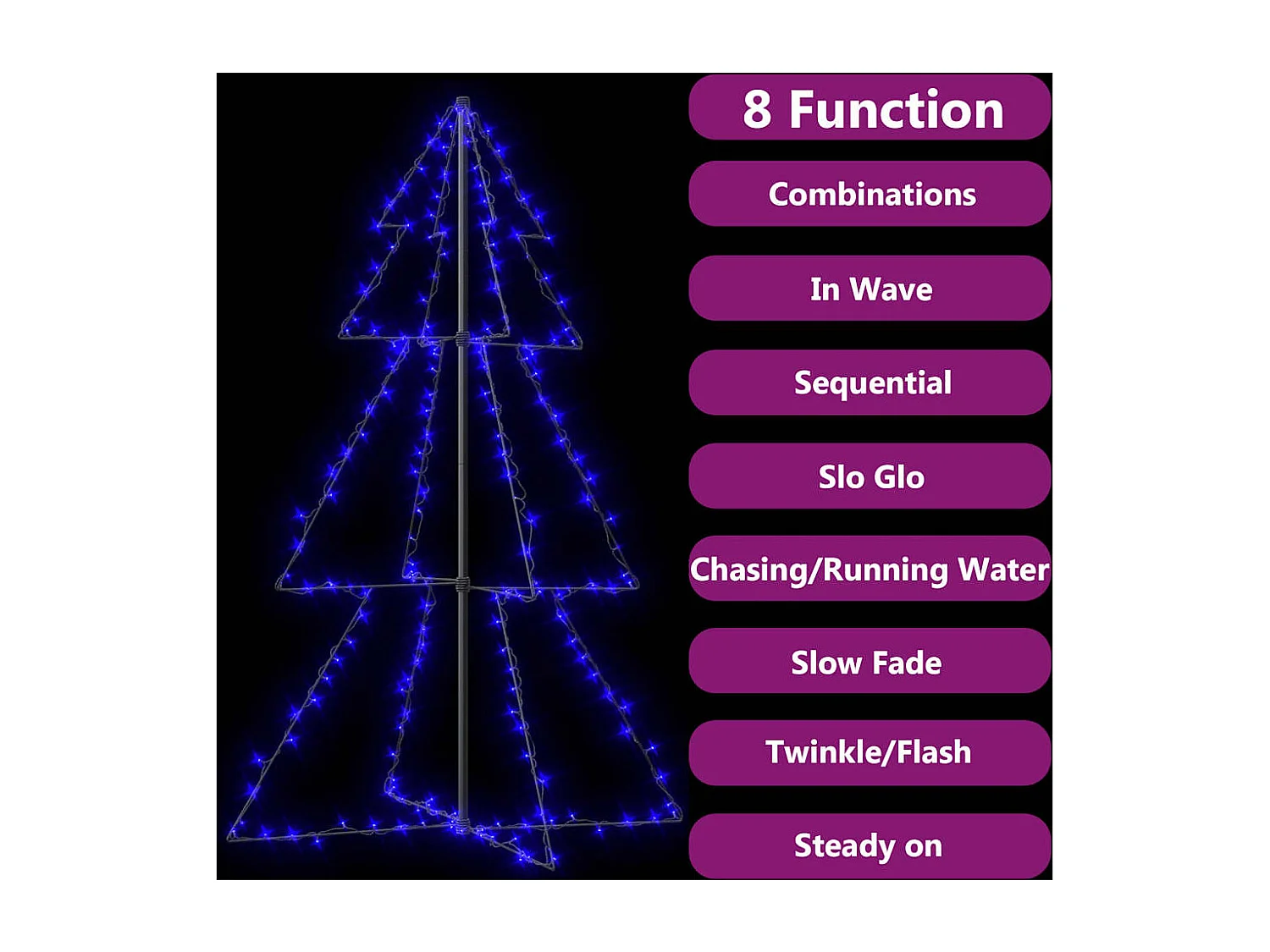 Arbre de Noël cône 200 LED d'intérieur/d'extérieur 98x150 cm