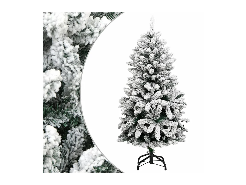 Árbol de Navidad artificial con bisagras y nieve flocada 150 cm