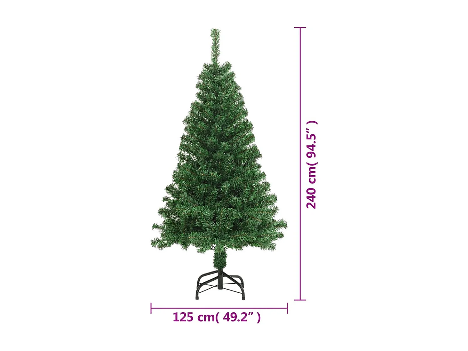 Árvore de Natal artificial com ramos grossos 240 cm PVC verde