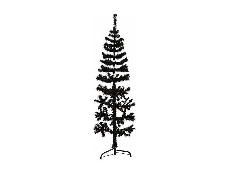 Medio árbol de Navidad artificial con soporte negro 150 cm